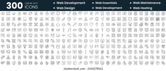 Set of 300 thin line icons set. In this bundle include web development, web essentials, web maintenance, web-design, web-hosting