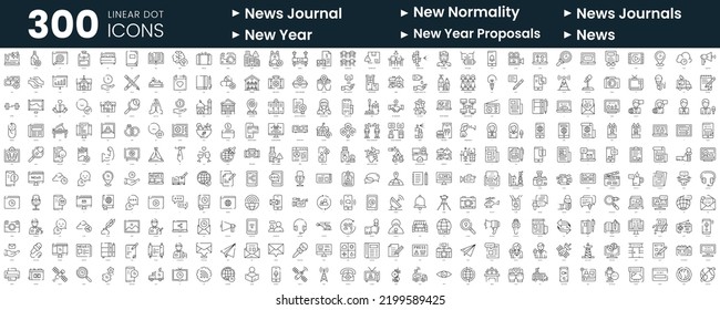 Set of 300 thin line icons set. In this bundle include new year proposals, new normality, news, news journal