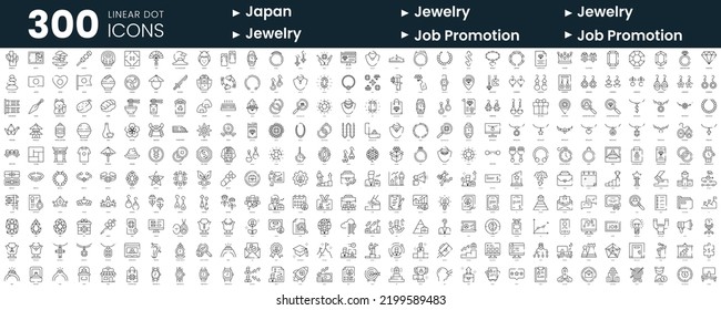 Set of 300 thin line icons set. In this bundle include japan, jewelry, job promotion