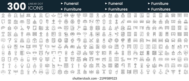 Set of 300 thin line icons set. In this bundle include funeral, furnitures