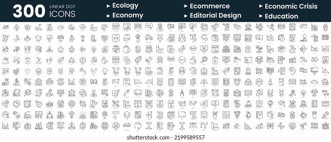 Set of 300 thin line icons set. In this bundle include ecology, ecommerce, economic crisis, economy, editorial design, education - Shutterstock ID 2199589557