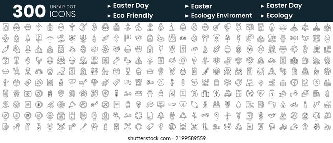 Set of 300 thin line icons set. In this bundle include easter day, easter, eco friendly product, ecology enviroment, ecology