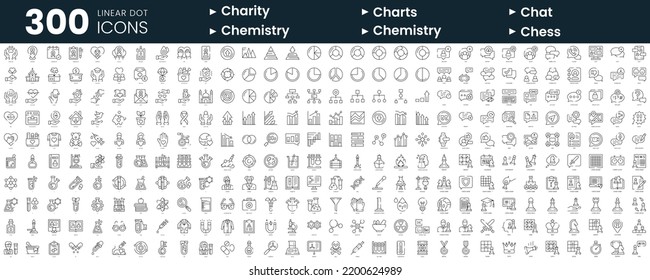 Set of 300 thin line icons set. In this bundle include charity, charts, chat, chemistry, chess