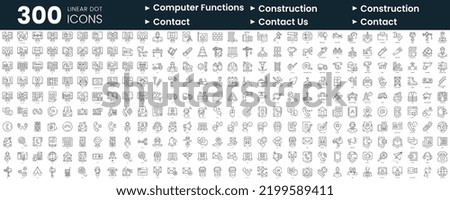 Set of 300 thin line icons set. In this bundle include computer functions, construction, contact, contact us