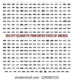 Set of 303 City Silhouette from United States of America