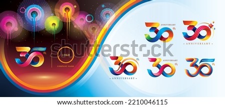 Set of 30th Anniversary Colorful logotype design, Thirty years celebration Logo. Abstract Twist Infinity multiple line Colorful for event, invitation, 30,30th, thirty year Twisted Infinity logo number