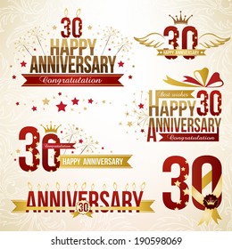 Set of 30th anniversary design elements.