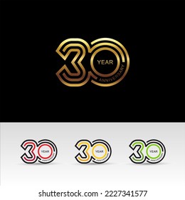Set of 30th anniversary logo design, Thirty years celebrating anniversary logo design template