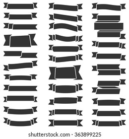 Set of 31 blank black ribbons, can be used as design elements for your emblem or logo, labels, awards, etc, vector eps10 illustration