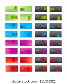 Set of 32 abstract vector business cards / banners with ribbons