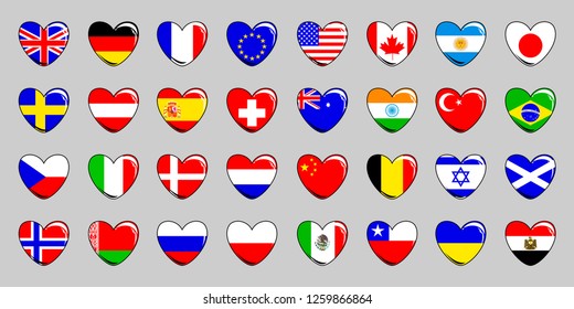 Set 32 Flags Different Countries Shape Stock Vector Royalty Free 1259866864 Shutterstock 