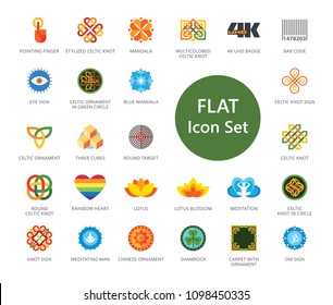 Set of 33 flat vector icons representing signs and symbols concepts