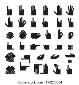 set of 33 hands position.Icons