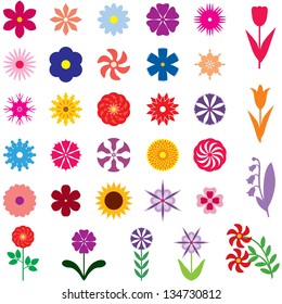Set of 33 images of different multicolor flowers