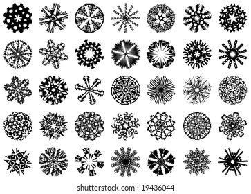 Set of 35 beautiful snowflakes