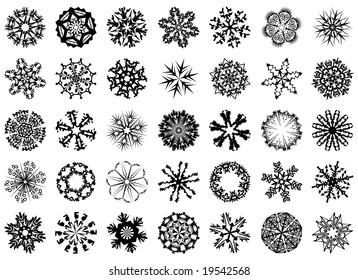 Set of 35 beautiful snowflakes