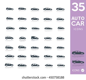 Set of 35 car icons