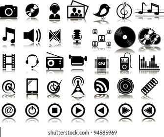 Set from 35 (thirty five) multimedia icons