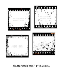 Set of 35mm filmstrips. Film frame background with space for your text or image. Trendy editable square templates for social network posts and stories. Vector illustration
