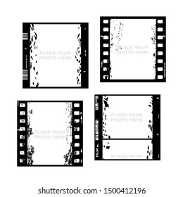 Set of 35mm filmstrips. Film frame background with space for your text or image. Trendy editable square templates for social network posts and stories. Vector illustration
