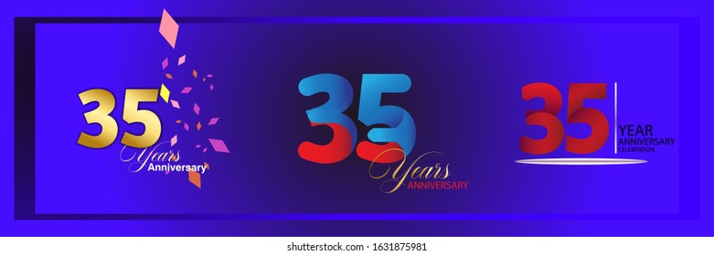 set 35th anniversary logo vector template. Design for banner, greeting cards or print