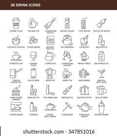 Set of 36 drink icons