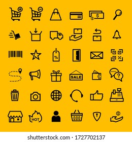 Set of 36  E-commerce and shopping web icons Mobile Shop, Digital marketing. vector.