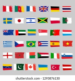 Set Of 36 Grunge Flags