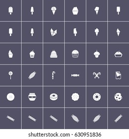 set of 36 ice cream and sweets icons 