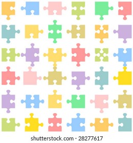Set of 36 jigsaw puzzle pieces of various shapes fitting each other, vector ( for high res JPEG or TIFF see image 28277620 )
