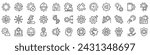 Set of 36 outline icons related to gears.Linear icon collection. Editable stroke. Vector illustration