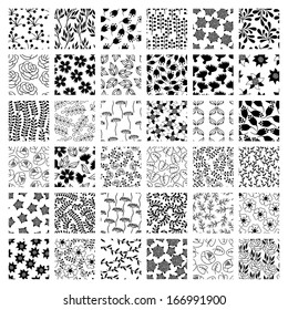 Set of 36 seamless floral patterns.