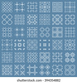 Set of 36 Seamless line patterns. Stylish monochrome geometric backgrounds collection. Tribal ethnic ornament. Contemporary graphic design.
