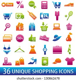 Set of 36 shopping icons. Vector illustration