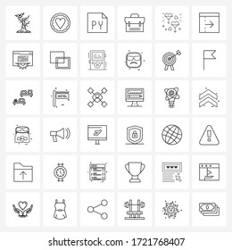 Set of 36 Simple Line Icons for Web and Print such as love; man; file; heart; bag Vector Illustration