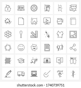 Set of 36 Simple Line Icons of ui; zip; hospital; file format; file type Vector Illustration