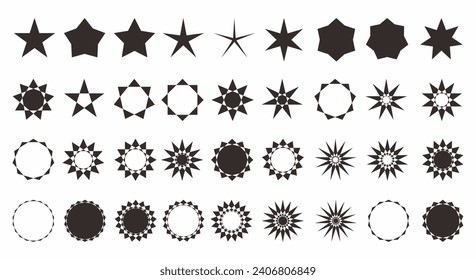 Set of 36 stars icons, files, icon collection. Editable stroke. Vector illustration