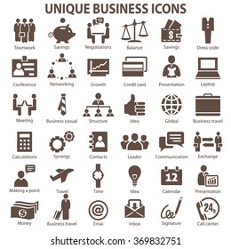 Set of 36 unique business icons.