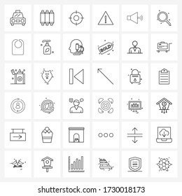 Set of 36 Universal Line Icons of message; caution; pork; outdoor; healthy Vector Illustration