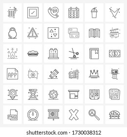 Set of 36 Universal Line Icons of soda; drink; phone; cup; day Vector Illustration