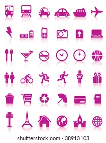 Set of 36 vector travel icons