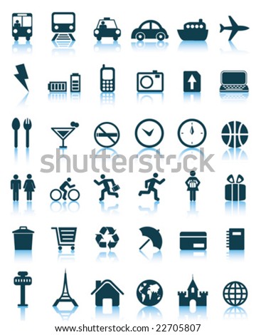 Set of 36 vector travel icons