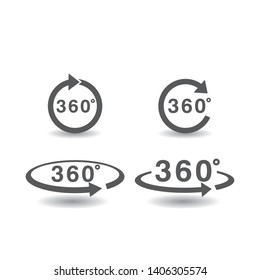 Set of 360 Degree icon simple silhouette flat style vector illustration on white background.
