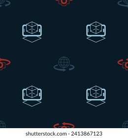 Set 360 degree view, 3d modeling and  on seamless pattern. Vector