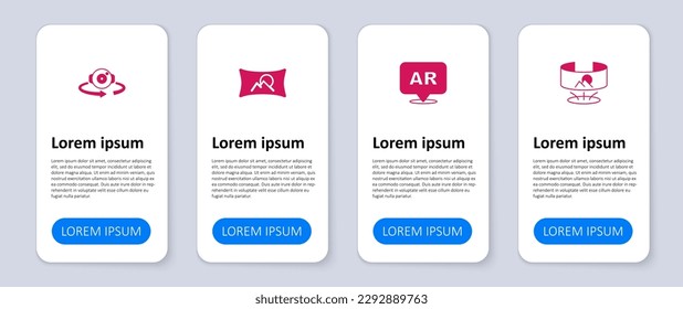 Set 360 degree view, Augmented reality AR, Wide angle picture and . Business infographic template. Vector