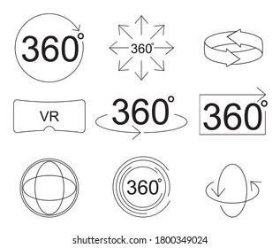 Set of 360 Degree View Related Vector Icons thin line style for Your Design.illustration EPS10.