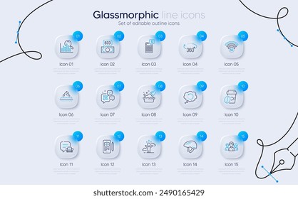 Set of 360 degrees, Teamwork and Recovery data line icons for web app. Difficult stress, 5g wifi, Phone code icons. Skin care, Qr code, Takeaway coffee signs. Bid offer, Bicycle helmet. Vector