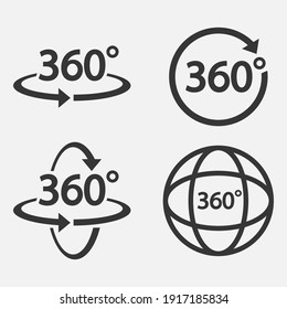 Set of 360 Icon. 360 degree view symbol. Vector illustration. Eps 10.