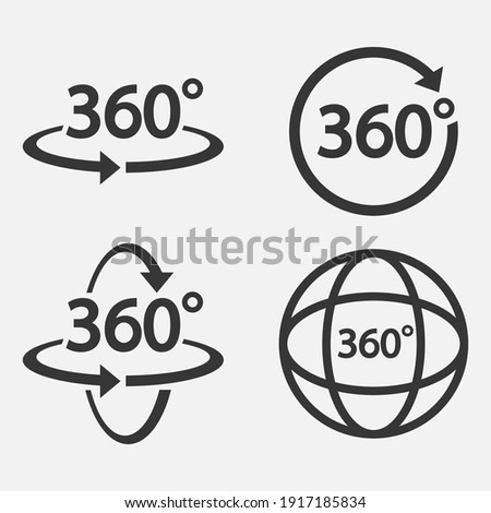 Set of 360 Icon. 360 degree view symbol. Vector illustration. Eps 10.