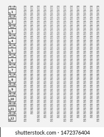 A set of 366 calendar notebook line icons, for every day of the year. With the folded edges of the first sheet of paper. Black white. 